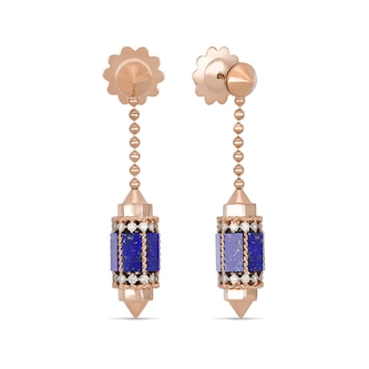 Roberto Coin Art Deco 18ct Rose Gold Lapis & 0.53ct Diamond Drop Earrings
