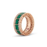 Roberto Coin Art Deco 18ct Rose Gold Malachite & 0.54ct Diamond Ring - Ring Size I