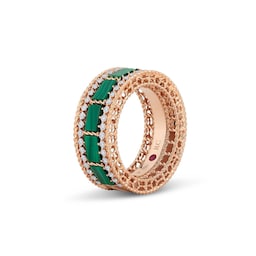 37524706 - Art Deco 18ct Rose Gold Malachite & 0.54ct Diamond Ring