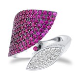 Roberto Coin Petals 18ct White Gold Sapphire & 0.54ct Diamond Ring - Ring Size L