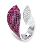 Roberto Coin Petals 18ct White Gold Sapphire & 0.54ct Diamond Ring - Ring Size L