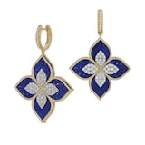 Roberto Coin Princess Flower 18ct Yellow Gold Lapis & 1.56ct Diamond Hoop Earrings