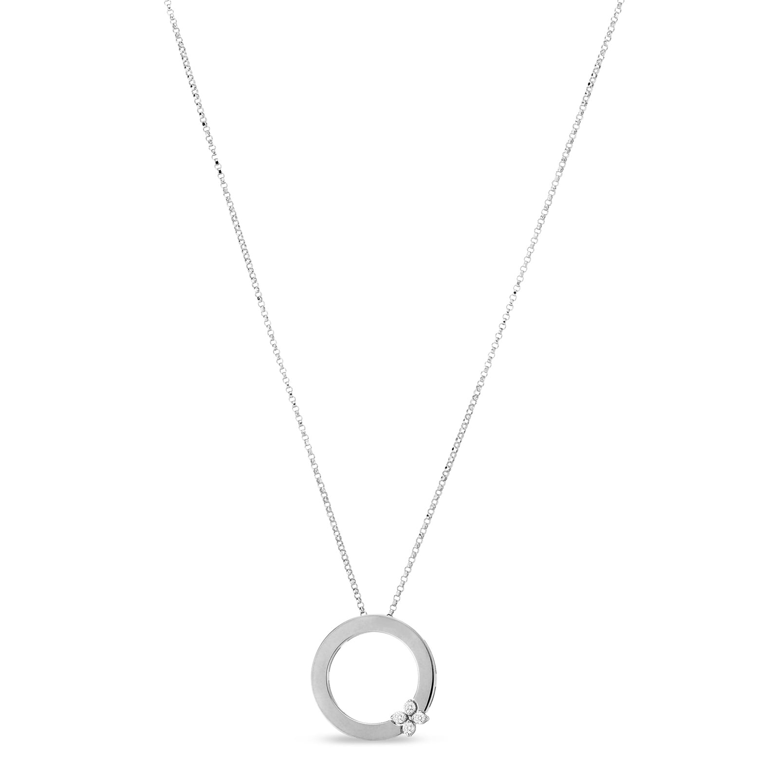 Roberto Coin Love In Verona 18ct White Gold 0.09ct Diamond Pendant Necklace