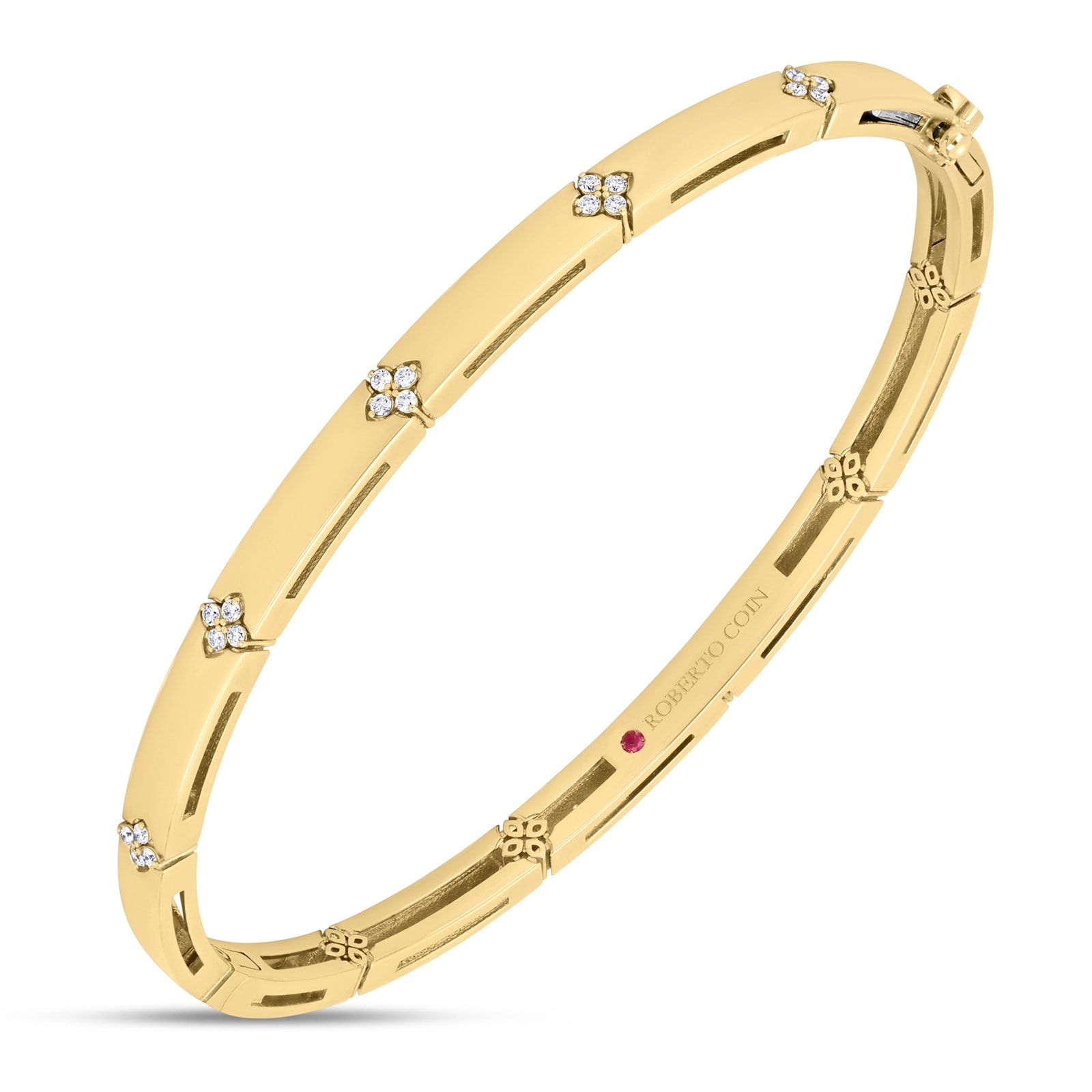 Roberto Coin Love In Verona 18ct Yellow Gold 0.11ct Diamond Bangle