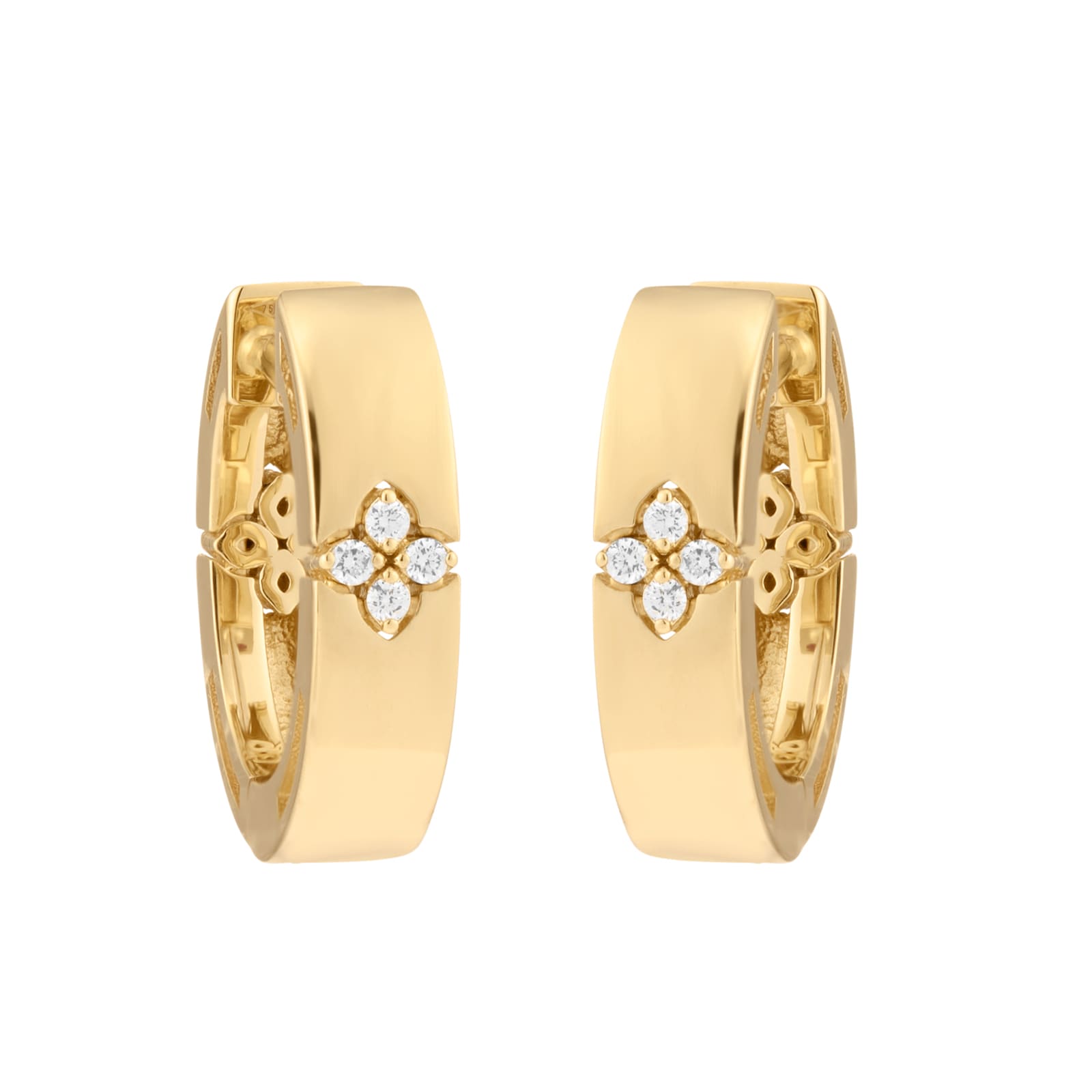 Roberto Coin Love In Verona 18ct Yellow Gold 0.04ct Diamond Hoop Earrings Roberto Coin Love In Verona 18ct Yellow Gold 0.04ct Diamond Hoop Earrings