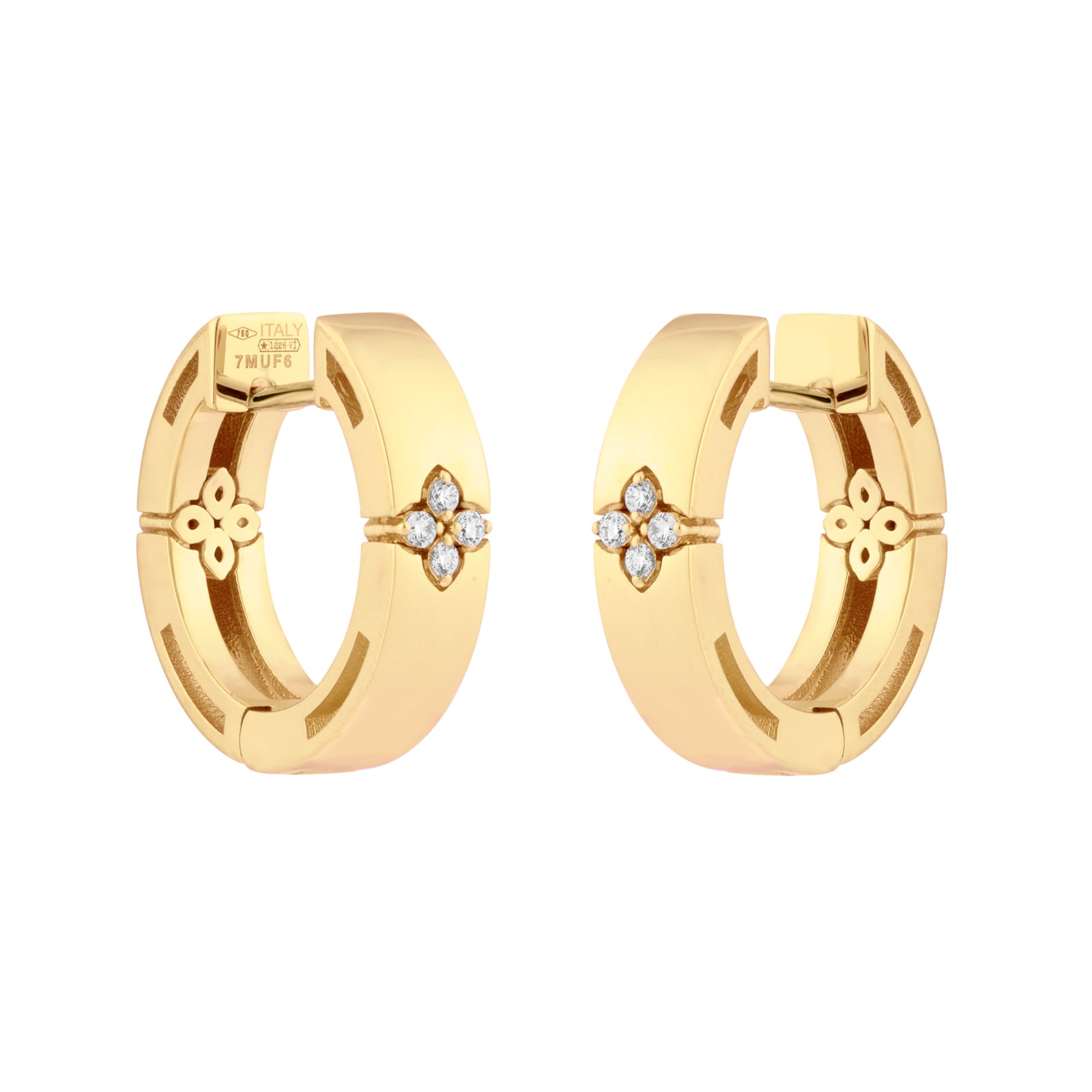 Roberto Coin Love In Verona 18ct Yellow Gold 0.04ct Diamond Hoop Earrings Roberto Coin Love In Verona 18ct Yellow Gold 0.04ct Diamond Hoop Earrings