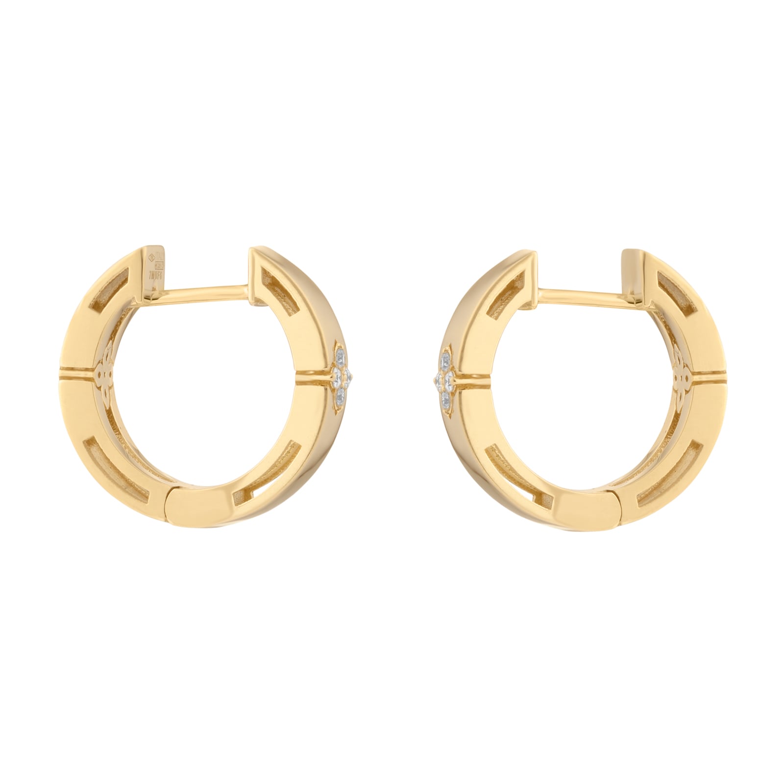 Roberto Coin Love In Verona 18ct Yellow Gold 0.04ct Diamond Hoop Earrings Roberto Coin Love In Verona 18ct Yellow Gold 0.04ct Diamond Hoop Earrings