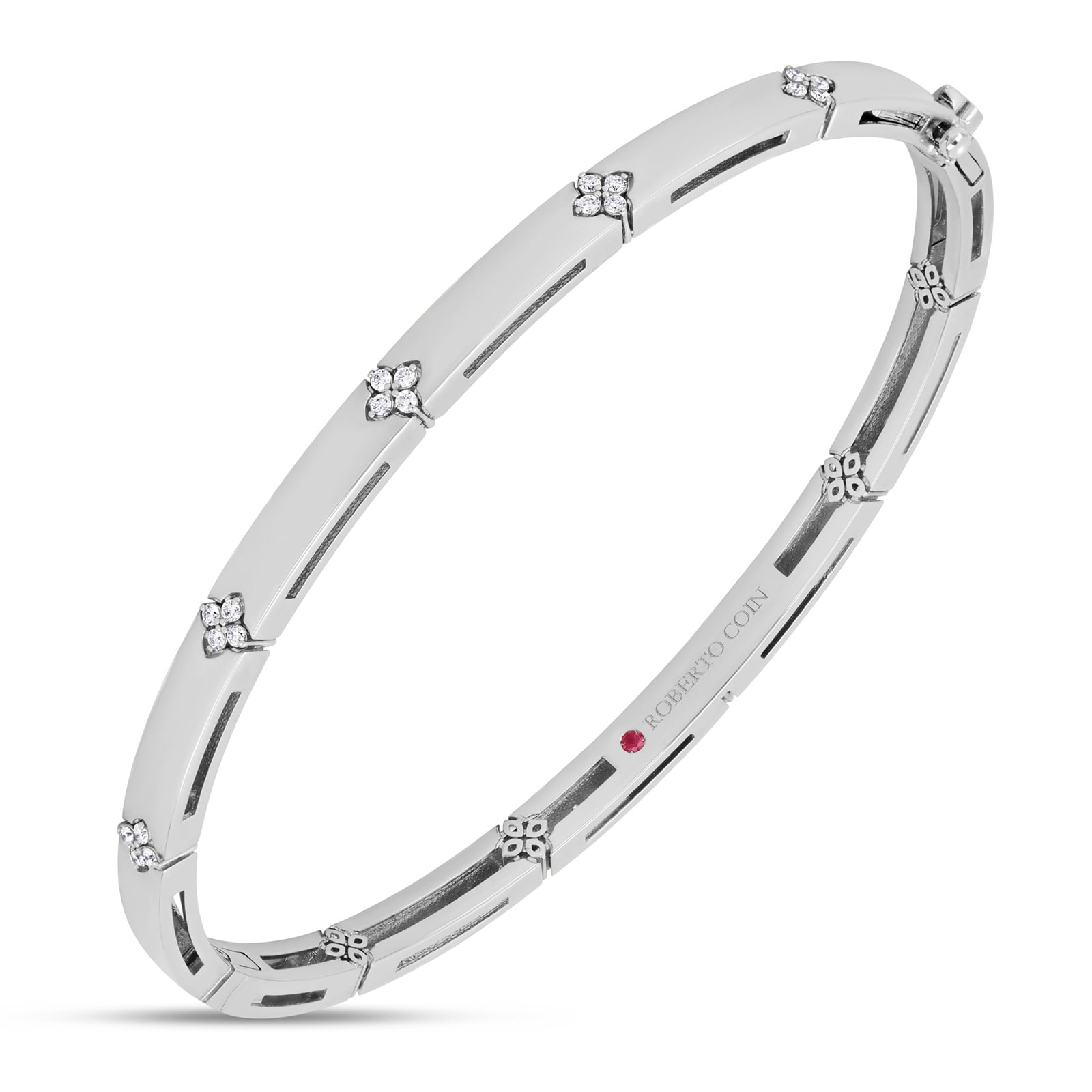 Roberto Coin Love In Verona 18ct White Gold 0.11ct Diamond Bangle