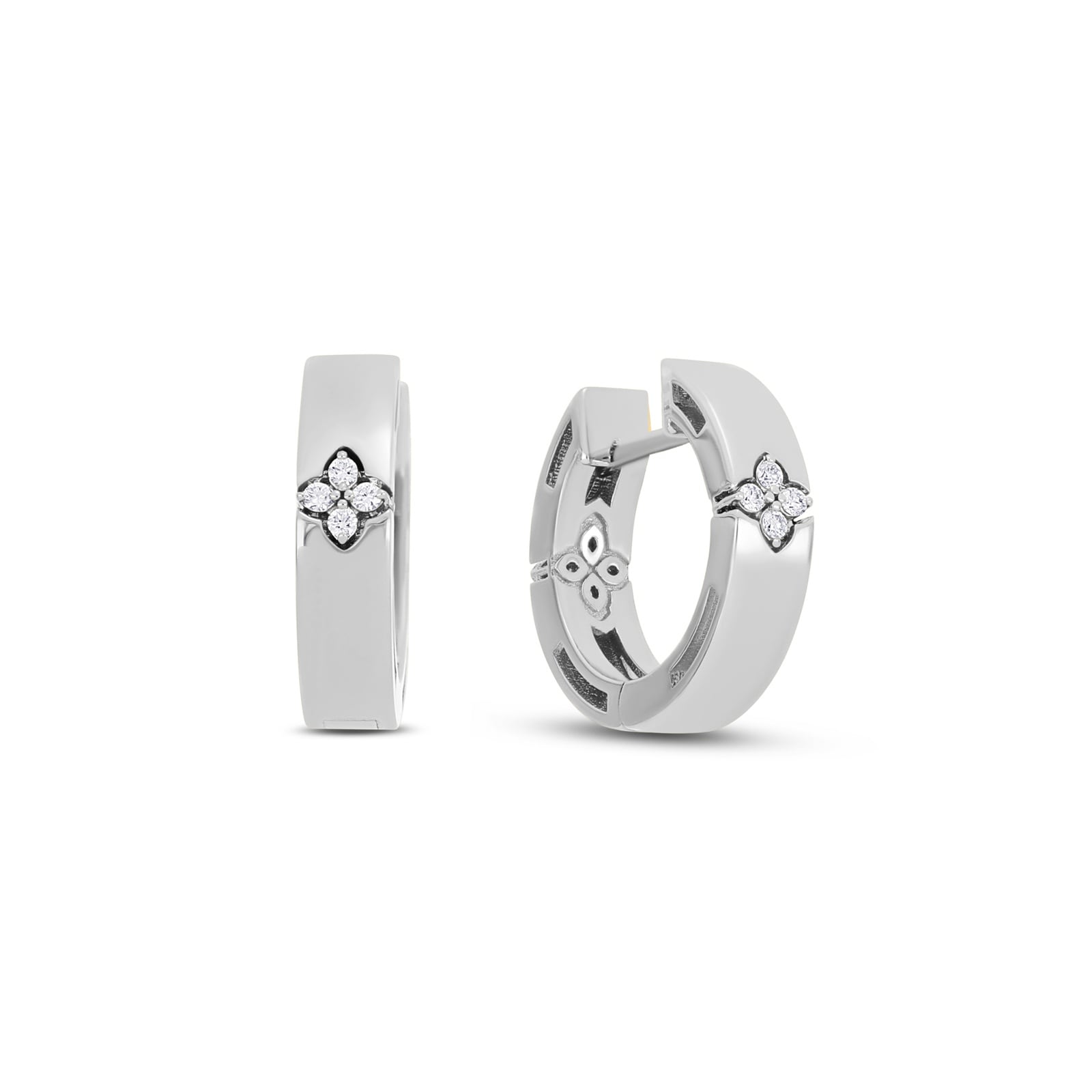 Roberto Coin Love In Verona 18ct White Gold 0.04ct Diamond Hoop Earrings