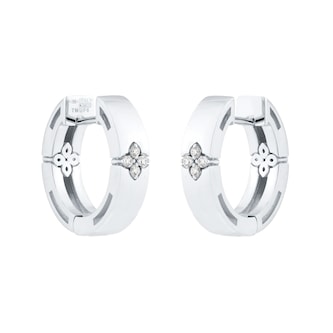 Roberto Coin Love In Verona 18ct White Gold 0.04ct Diamond Hoop Earrings Roberto Coin Love In Verona 18ct White Gold 0.04ct Diamond Hoop Earrings