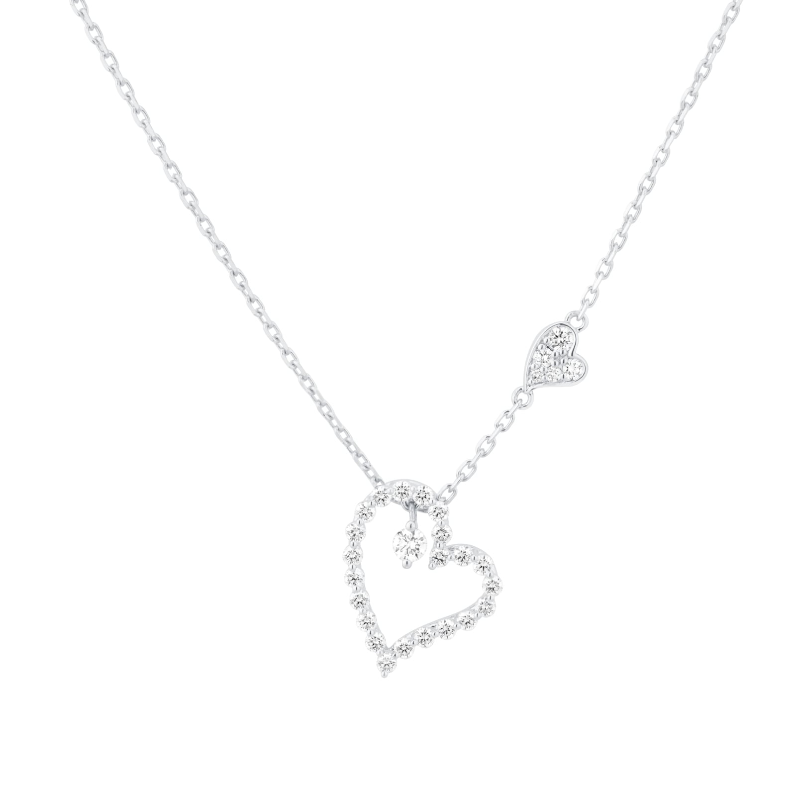 Roberto Coin Diamond Princess 18ct White Gold 0.43ct Diamond Heart Pendant Necklace