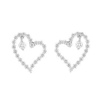 Roberto Coin Diamond Princess 18ct White Gold 0.74ct Diamond Heart Stud Earrings Roberto Coin Diamond Princess 18ct White Gold 0.74ct Diamond Heart Stud Earrings