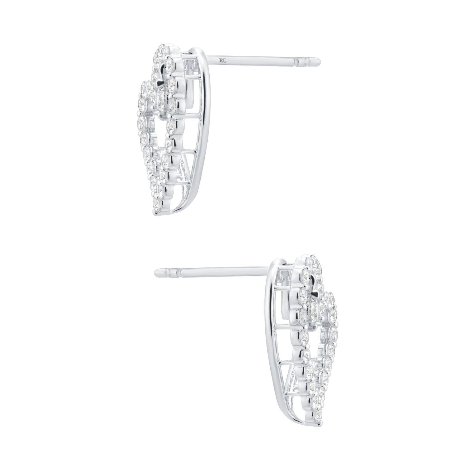 Roberto Coin Diamond Princess 18ct White Gold 0.74ct Diamond Heart Stud Earrings