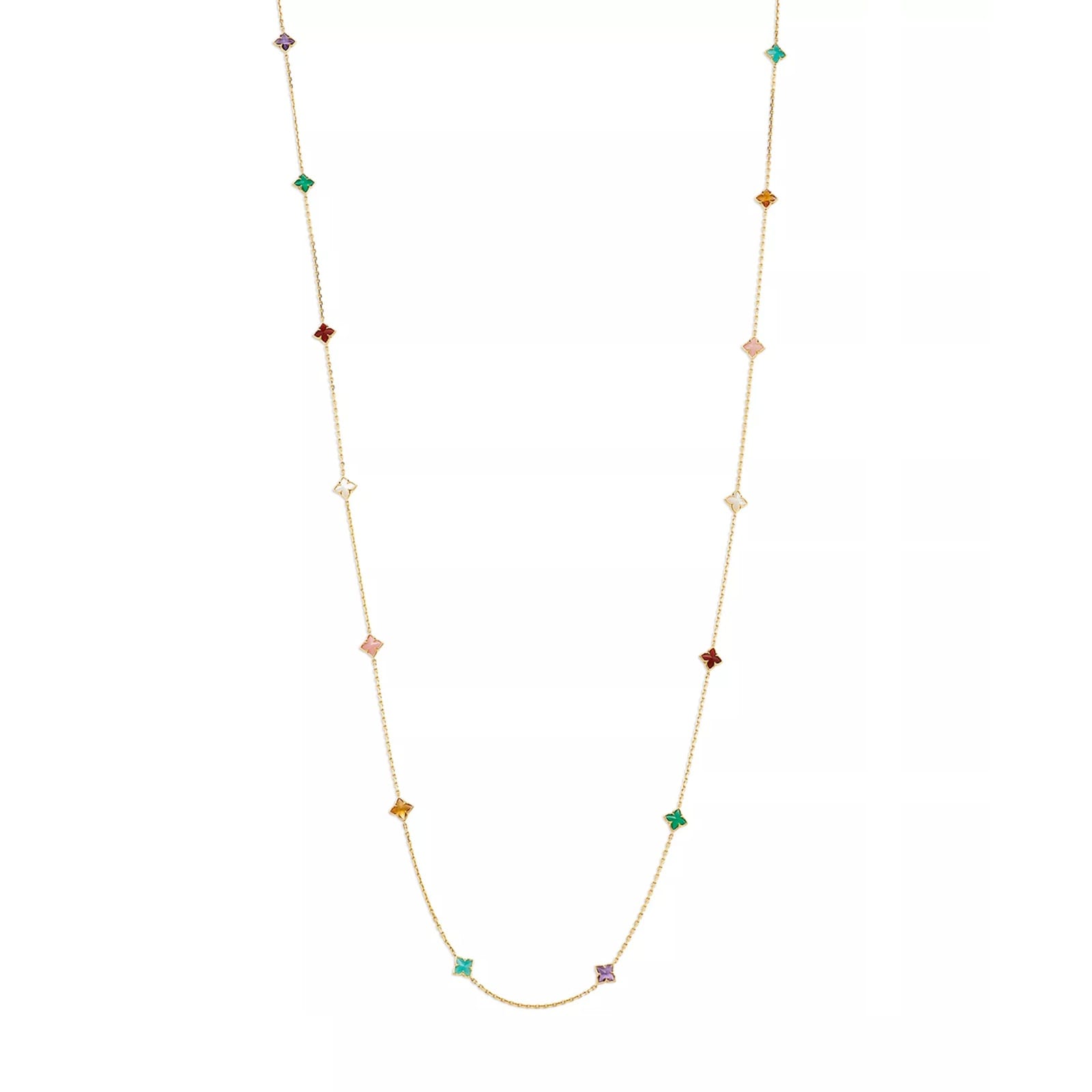 Roberto Coin Venetian Princess 18ct Yellow Gold Mixed Gemstone Long Necklace