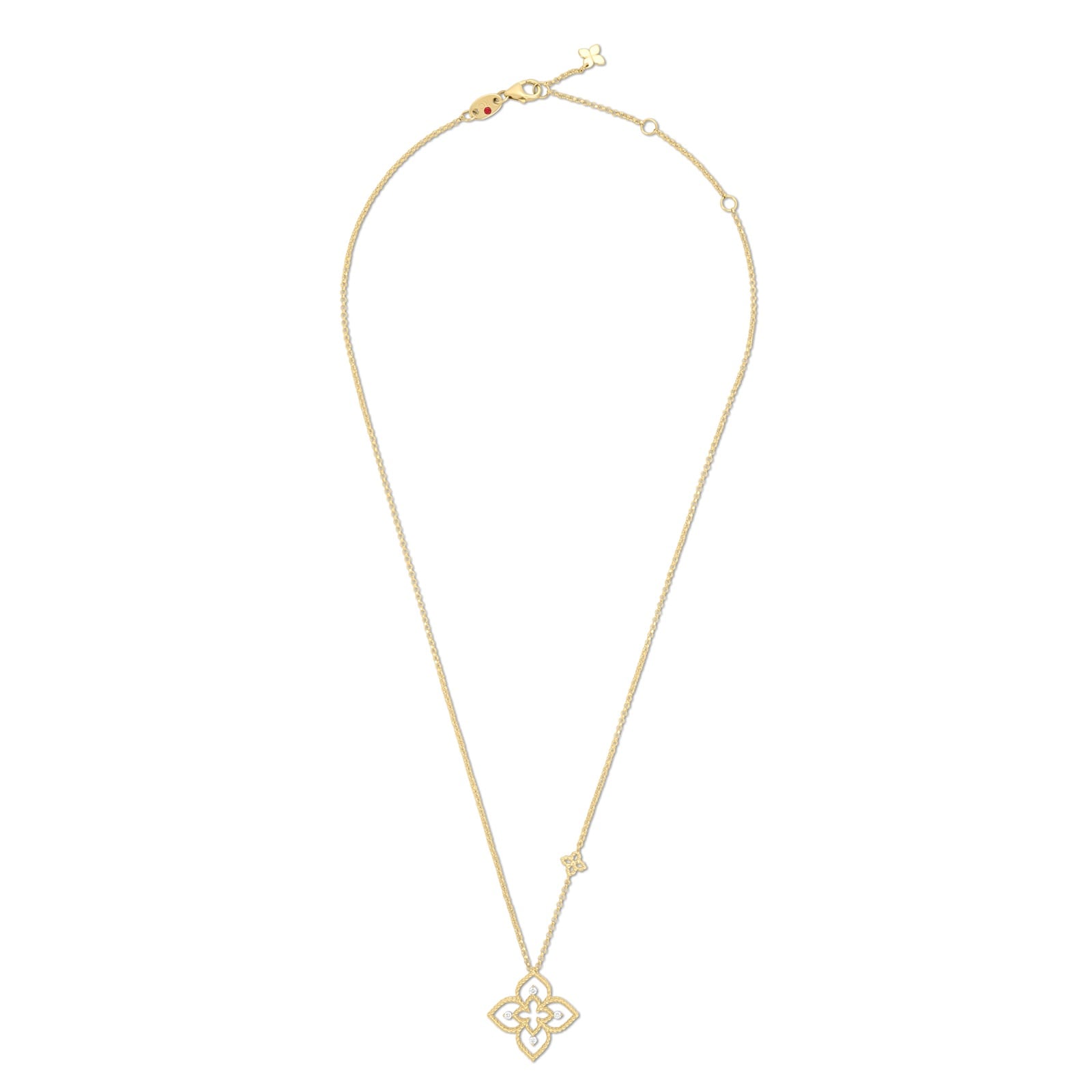 Roberto Coin Desert Flower 18ct Yellow Gold 0.05ct Diamond Pendant Necklace
