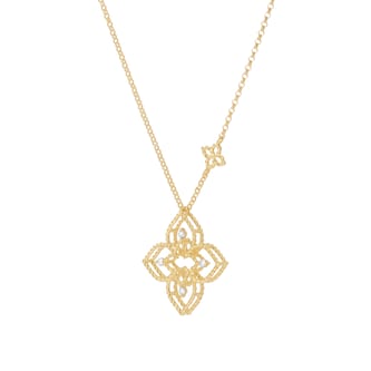Roberto Coin Desert Flower 18ct Yellow Gold 0.05ct Diamond Pendant Necklace Roberto Coin Desert Flower 18ct Yellow Gold 0.05ct Diamond Pendant Necklace