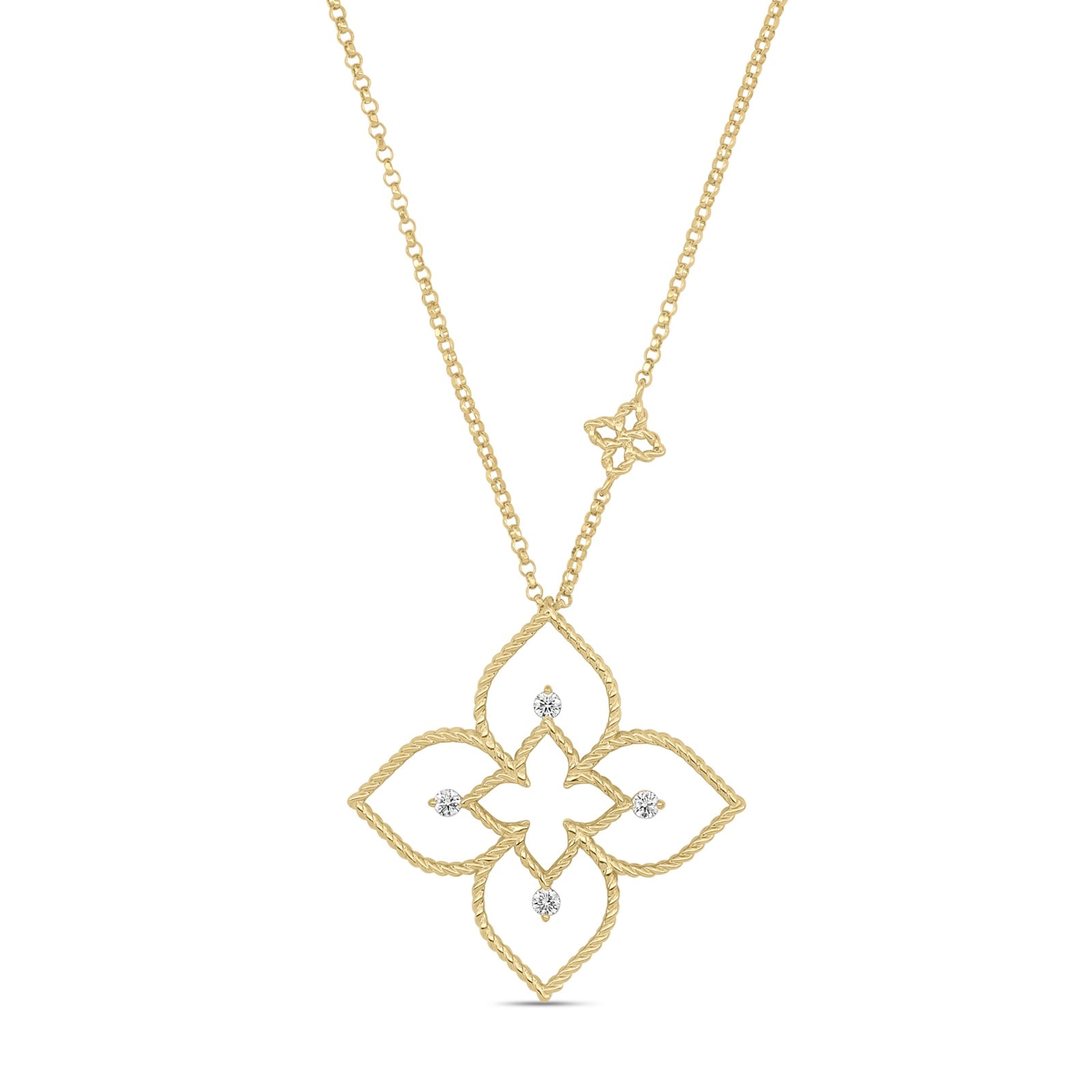 Roberto Coin Desert Flower 18ct Yellow Gold 0.09ct Diamond Pendant Necklace