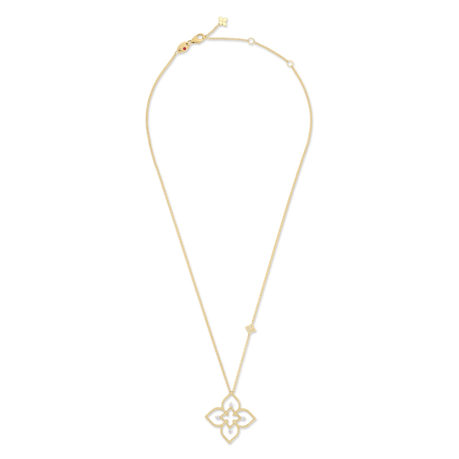 Roberto Coin Desert Flower 18ct Yellow Gold 0.09ct Diamond Pendant Necklace