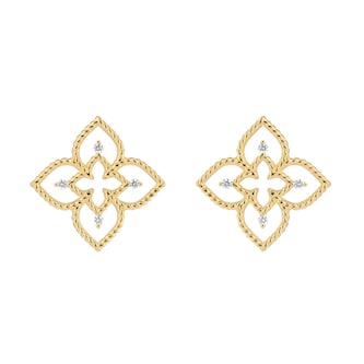 Roberto Coin Desert Flower 18ct Yellow Gold 0.11ct Diamond Stud Earrings Roberto Coin Desert Flower 18ct Yellow Gold 0.11ct Diamond Stud Earrings