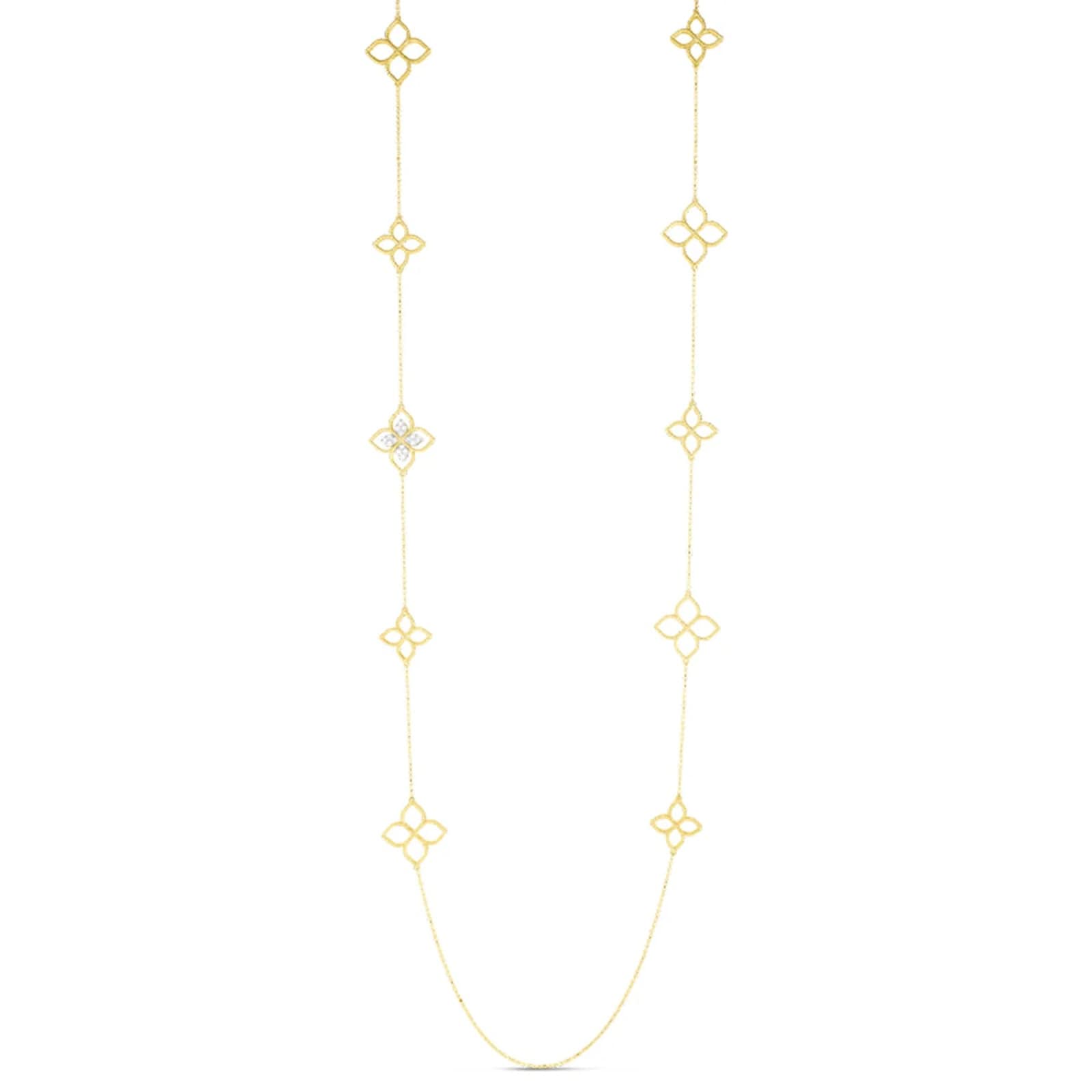 Roberto Coin Princepessa 18K Yellow Gold 0.16cttw Diamond Station Necklace