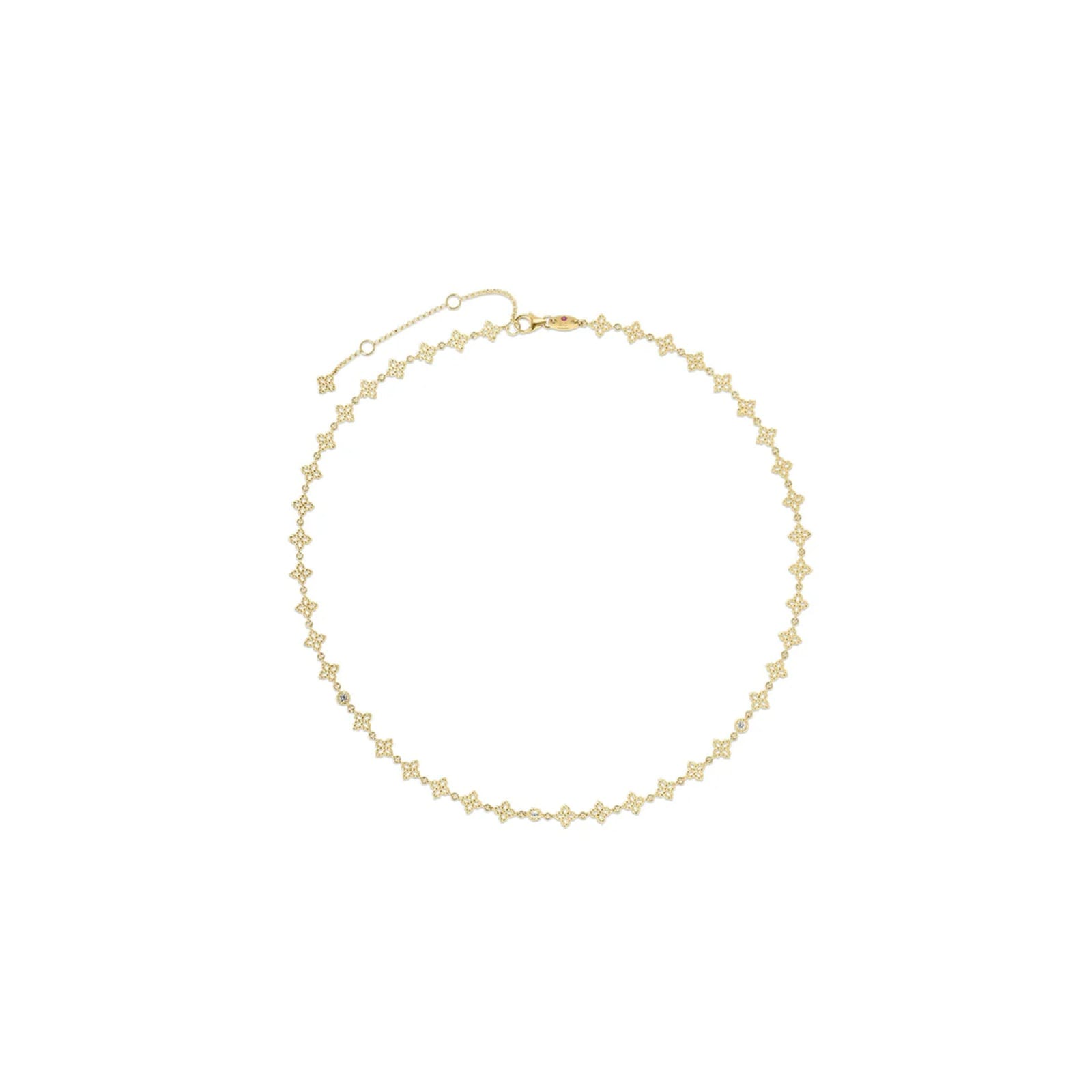 Roberto Coin Princess Flower 18K Yellow Gold 0.09cttw Diamond Necklace