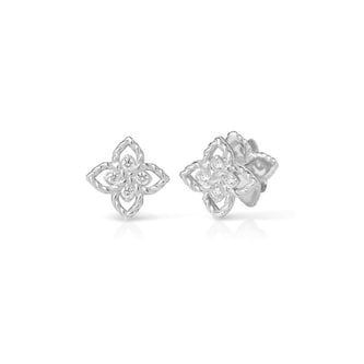 Roberto Coin Princess Flower 18K White Gold 0.05cttw Diamond Flower Stud Earrings