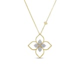 Roberto Coin Venetian Princess Principessa 18K Yellow Gold 0.43cttw Diamond Flower Outline Pendant Necklace