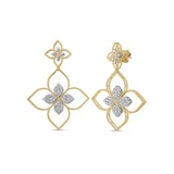 Roberto Coin Venetian Princess Principessa 18K Yellow Gold 0.07cttw Diamond Flower Outline Drop Earrings