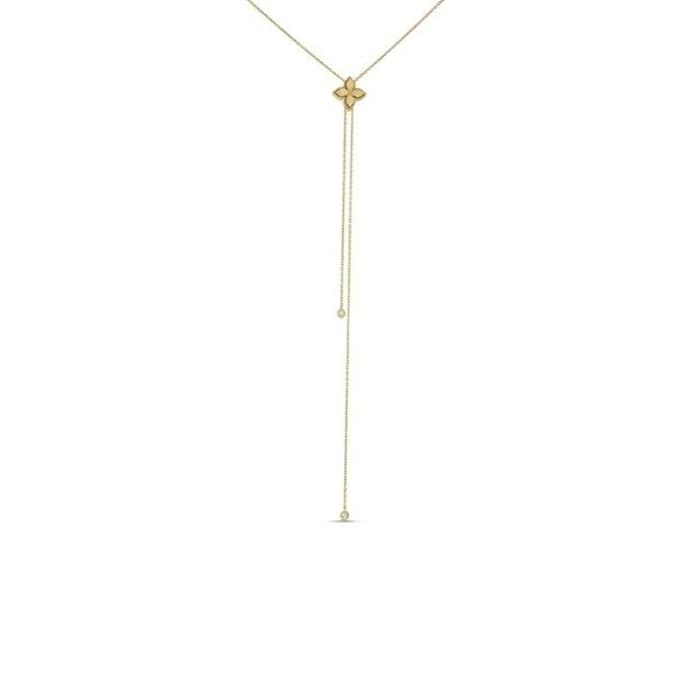 Roberto Coin Princess Flower 18K Yellow Gold 0.07cttw Diamond Zipper Necklace