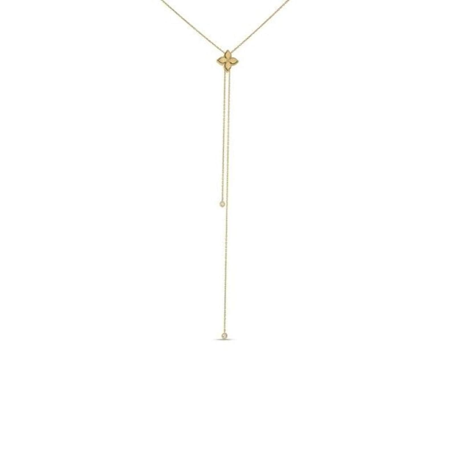 Roberto Coin Princess Flower 18K Yellow Gold 0.07cttw Diamond Zipper Necklace