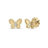 Roberto Coin Jasmine 18K Yellow Gold 0.07cttw Diamond Butterfly Stud Earrings