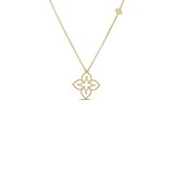 Roberto Coin Venetian Princess Principessa 18K Yellow Gold 0.05cttw Diamond Flower Outline Pendant Necklace