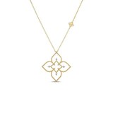 Roberto Coin Venetian Princess Principessa 18K Yellow Gold 0.07cttw Diamond Flower Outline Pendant Necklace