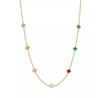 Roberto Coin Venetian Princess 18K Yellow Gold 3.50cttw Diamond Multi Color Flower Necklace