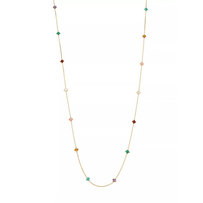 Roberto Coin Venetian Princess 18K Yellow Gold 7.00cttw Diamond Multi Colour Flower Necklace