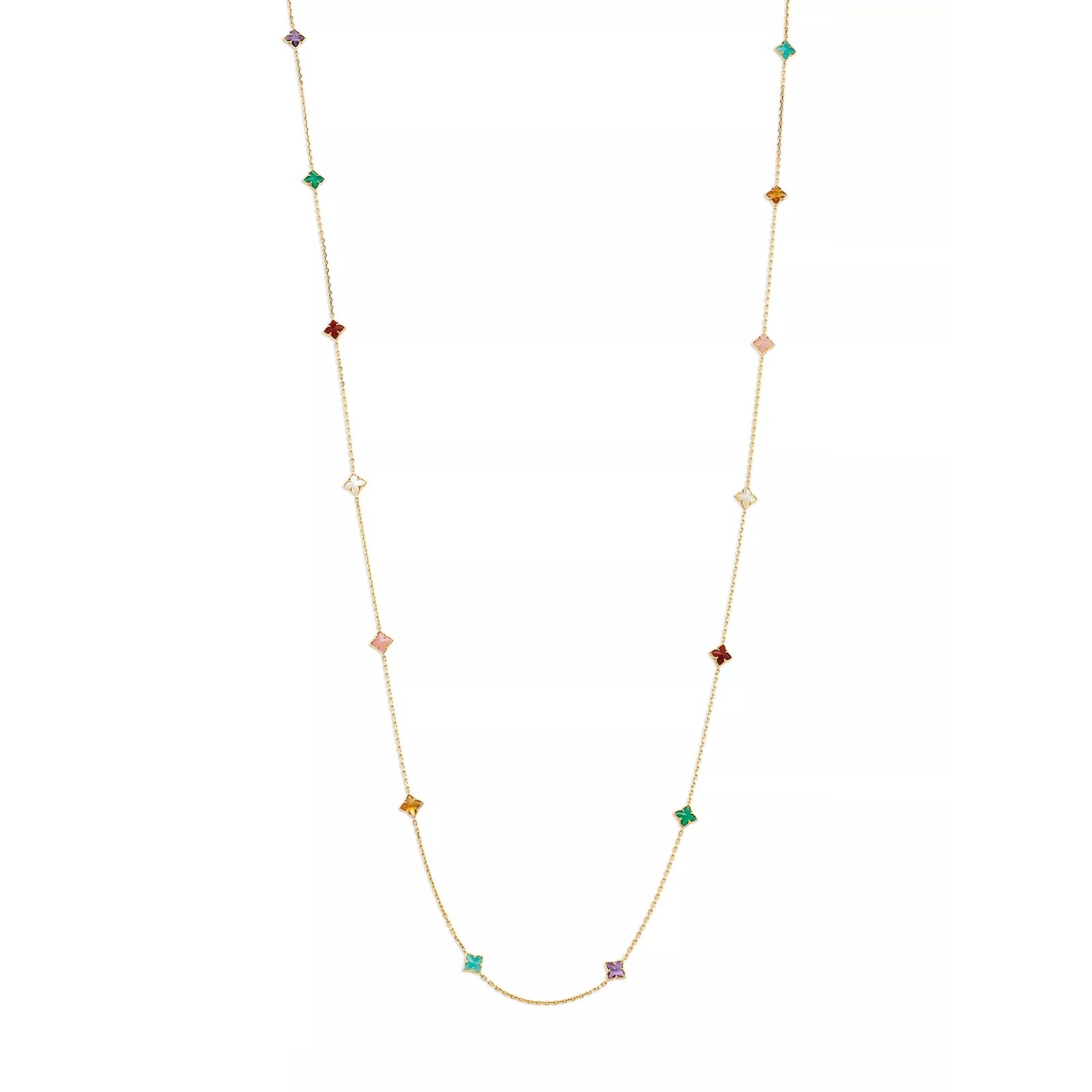 Roberto Coin Venetian Princess 18K Yellow Gold 7.00cttw Diamond Multi Colour Flower Necklace