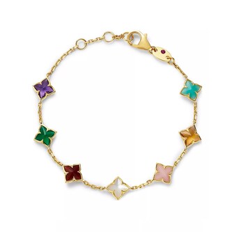 Roberto Coin Venetian Princess 18K Yellow Gold 3.50cttw Diamond Multi Color Flower Bracelet