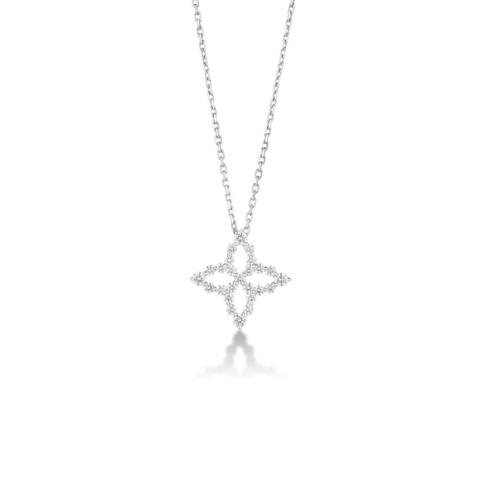 Roberto Coin Diamond Princess 18K White Gold 0.47cttw Diamond Flower Necklace