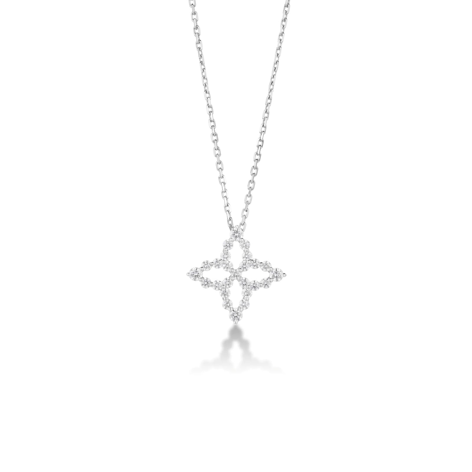 Roberto Coin Diamond Princess 18K White Gold 0.47cttw Diamond Flower Necklace