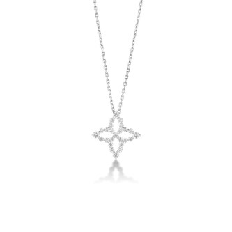 Roberto Coin Diamond Princess 18K White Gold 0.47cttw Diamond Flower Necklace