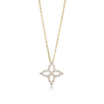 Roberto Coin Diamond Princess 18K Yellow Gold 0.47cttw Diamond Flower Necklace