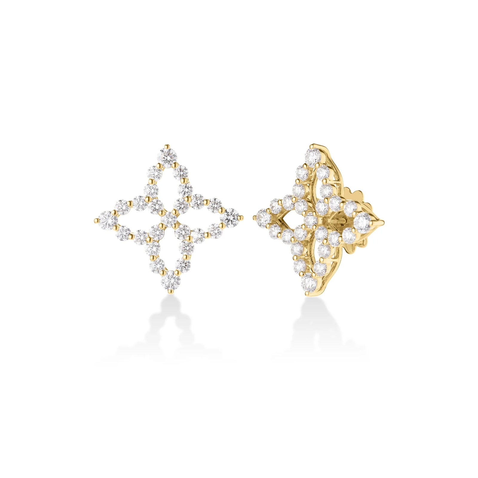 Roberto Coin Diamond Princess 18K Yellow Gold 2.40cttw Diamond Outline Stud Earrings