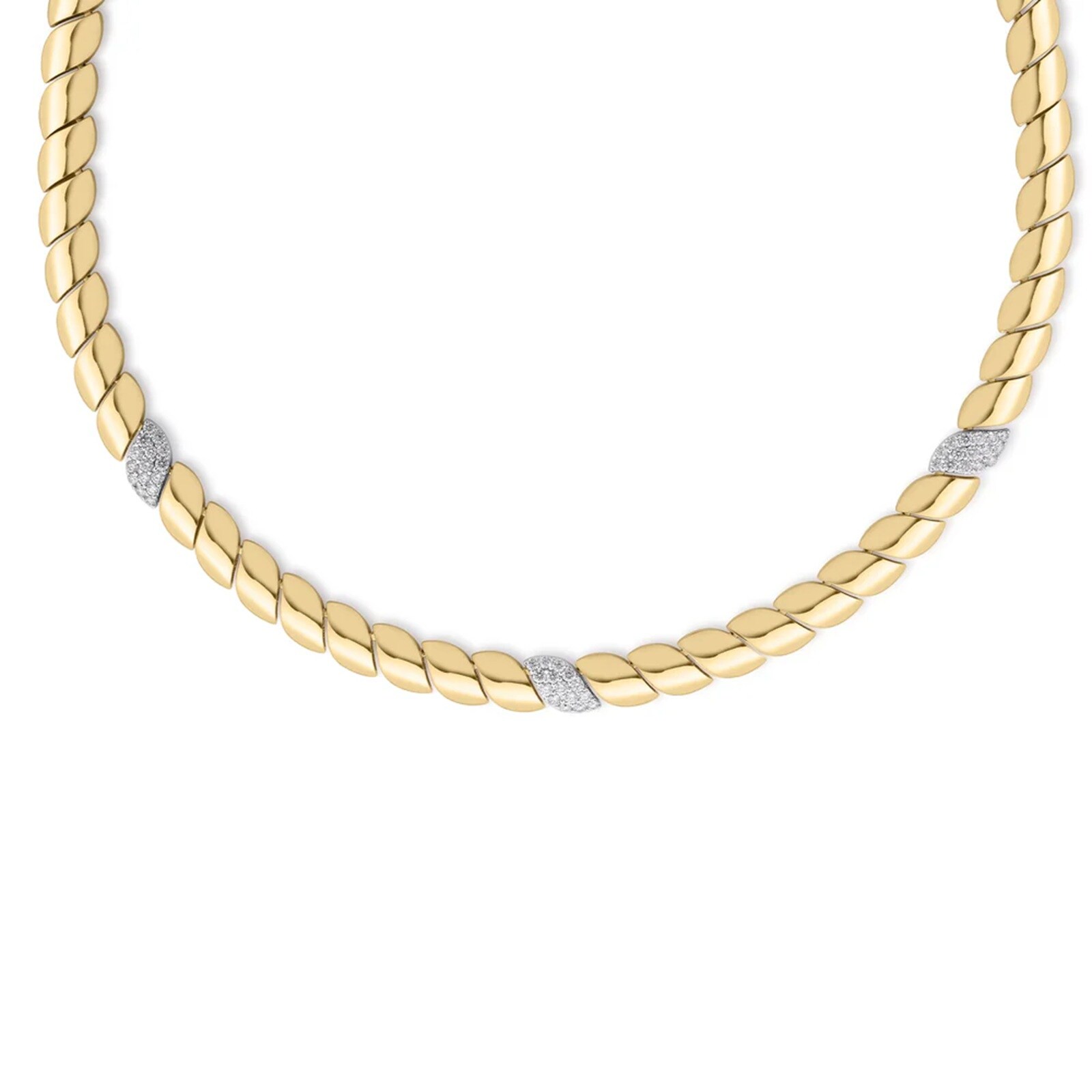 Roberto Coin San Marco 18K Yellow Gold 0.80cttw Diamond Three Station Collar Necklace