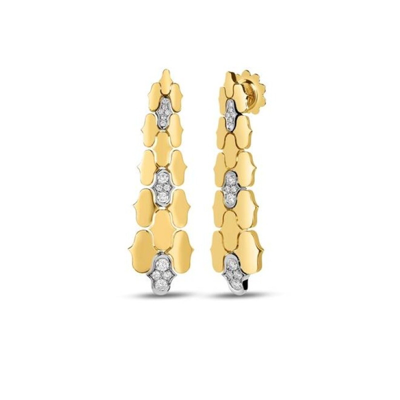 Roberto Coin Cobra 18K Yellow & White Gold 0.53cttw Diamond Drop Earrings