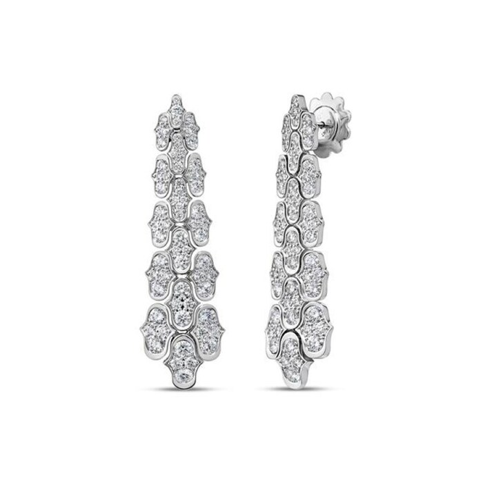 Roberto Coin Cobra 18K White Gold 10.32cttw Diamond Drop Earrings