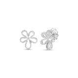 Roberto Coin Jasmine 18K White Gold 0.30cttw Diamond Flower Stud Earrings