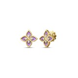 Roberto Coin Venetian Princess 18K Yellow Gold 0.17cttw Diamond & Lavendar Emerald Stud Earrings