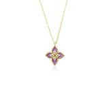 Roberto Coin Venetian Princess 18K Yellow Gold Diamond & Lavendar Emerald Pendant Necklace