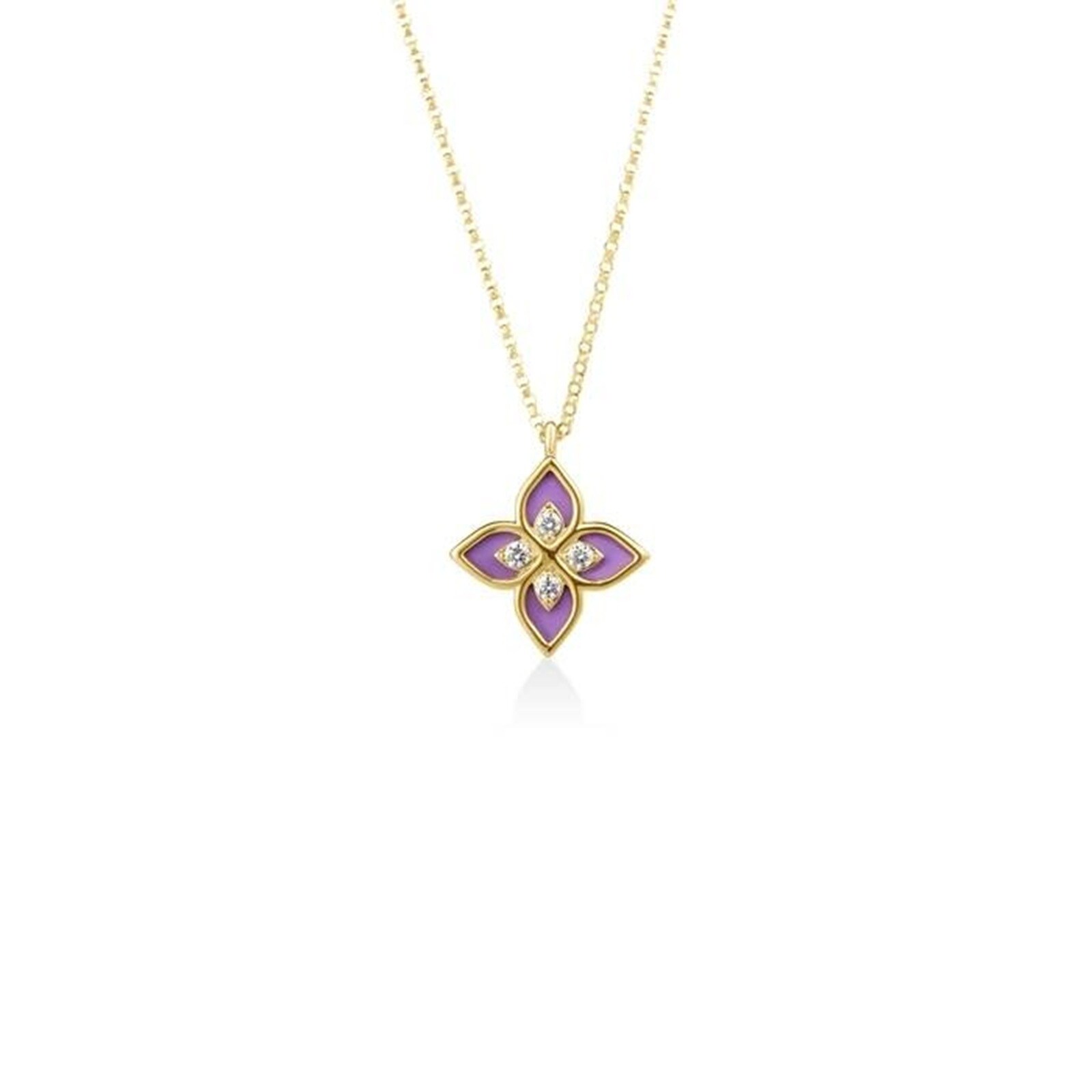 Roberto Coin Venetian Princess 18K Yellow Gold Diamond & Lavendar Emerald Pendant Necklace