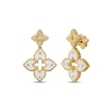 Roberto Coin Venetian Princess 18K Yellow Gold Diamond & White Flower Drop Earrings